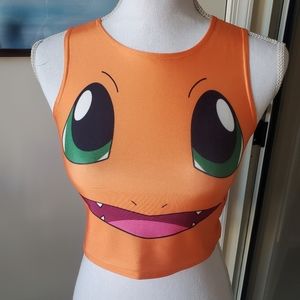 Pokemon Charmander Cropped Top Orange, Stretch NWOT